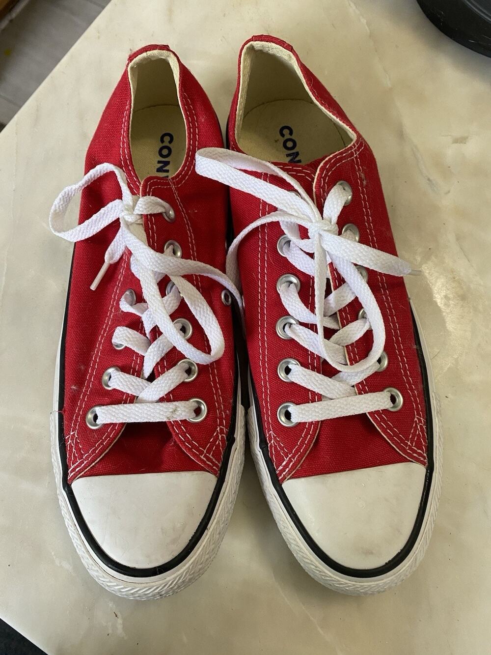 Converse Chuck Taylor Canvas Sneakers Red Lo Top Men 6 Women 8
